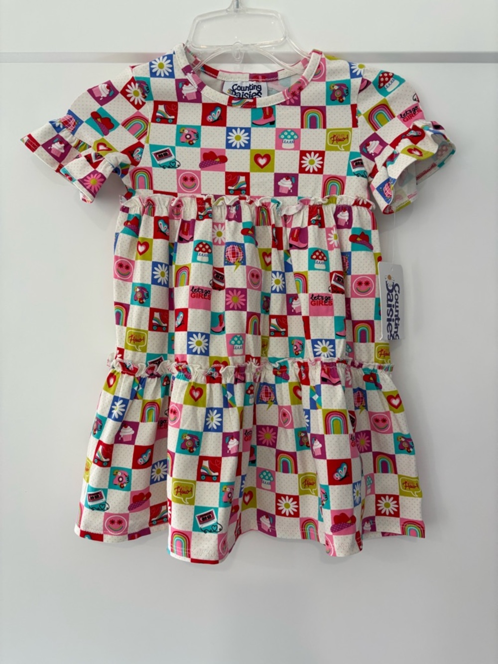 Counting Daisies Disco Cowgirl Theme Ruffle Dress Size 3T New